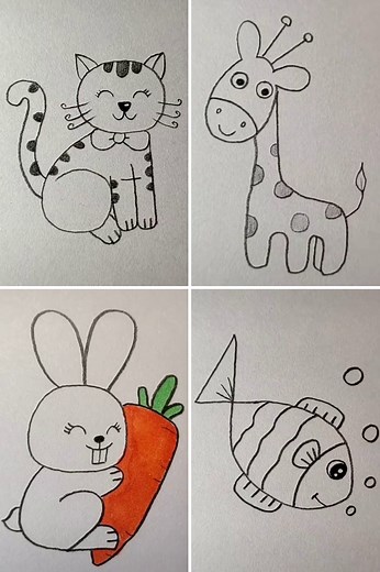 65K views · 383 reactions | Easy DIY Pencil Drawings for Kids & Beginners :) | Simple Crafts | Facebook