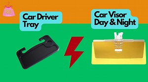 (A)Car Food Tray🍟🍔 vs (B)Car Visor Day Night😎 which one more useful? *this is a fun family review video 😍 | Pakupakiss