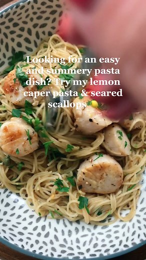 Summery Lemon Caper Pasta with Seared Scallops Recipe