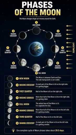 🌕 8 Phases of the Moon | Easy Science Chart #phasesofthemoon #moon #phasesofmoonchart #ytviral