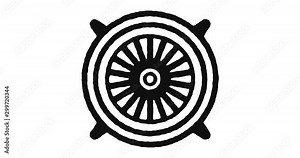 Jet engine outline icon animation footage/video. Hand drawn like symbol animated with motion graphic, can be used as loop item, has alpha channel and it's at 4K video resolution.