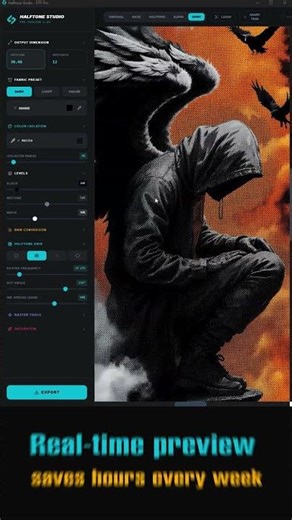 Halftone with Real-time preview #halftone #tshirtdesign