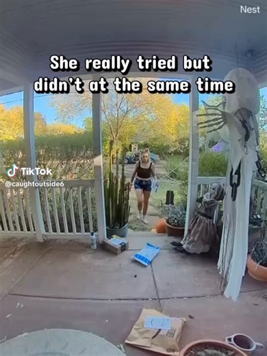 This lady is one of our lovely porch package disappearing magicians.She very slowly approaches the house, for the cameras to get awesome face pics of her, and then tried to use a flyer to cover the camera for what she was about to do.Failed at that, then continued on with her plan to steal the package.At this point, do you bother calling the law, or just let it go since she clearly has many other issues?