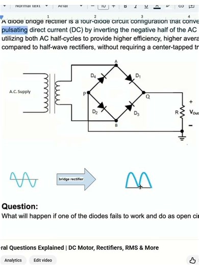 Full bridge rectifier full wave diode pulsing dc current #electricianexam #diode #redseal309a
