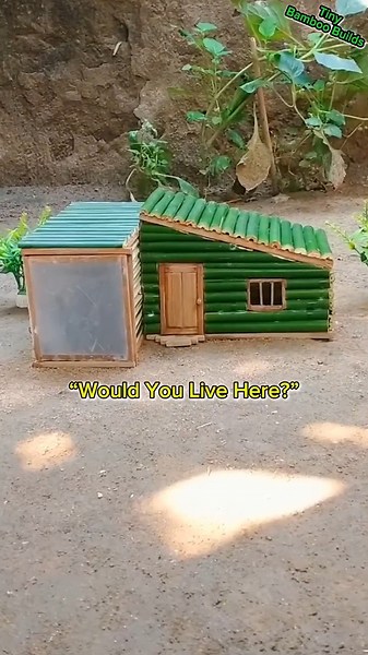 Tiny Bamboo House With Secret Glass Room 🏡 #shorts