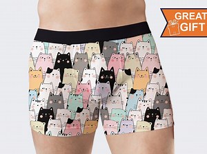 Cat Boxer Brief Underwear, Cats Underwear, Gifts for Cat Dad, Cat Owner, Cat Lover , Cat Gifts for Him - Etsy