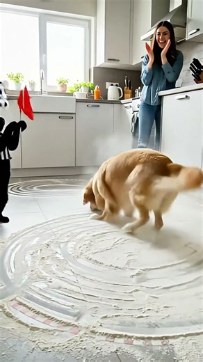 Maximum velocity kitchen disaster! The dog #shorts #DogFail #KitchenChaos #ViralClips #Slapstick