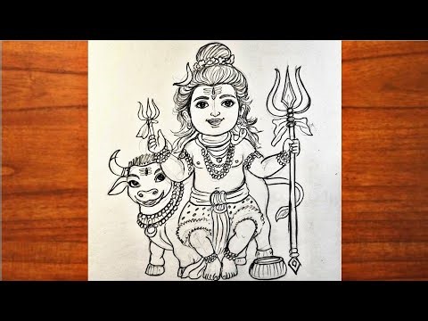 Cute Baby Bholenath drawing pencil,Simple & Easy drawing of Lord Shiva step by step,Mahadev drawing