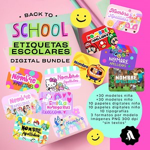 Diseños etiquetas escolares, Archivo digital etiquetas escolares, digital School Labels, printable School Stickers - Etsy México