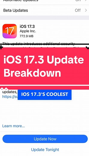 12K views · 254 reactions | iOS 17.3 Update Breakdown: Security, Music, and More! #iOS173 #iPhoneUpdate #AppleMusic #SecurityFeatures #TravelHacks #TechUpdate #AppleNews #SmartphoneTips #TechTrends #GadgetUpdate #TechCommunity | Hector Daniel Chavez | Facebook