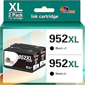 Clorisun 952 952XL Compatible for HP 952XL Black Ink Cartridges Combo Pack 952 XL Ink Cartridges for HP Printers OfficeJet Pro 8710 Ink Cartridges 7740 8720 8715 8210 8740 8702 7720 8725(2 Black)