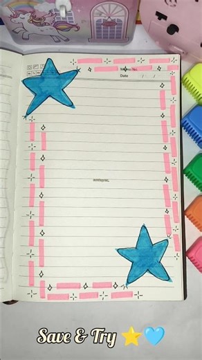 Easy Notebook Border Design✨Simple and beautiful border design for your notebook pages.#borderdesign