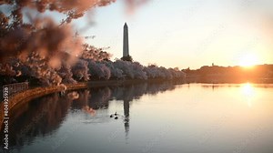 sunrise over the tidal basin during the cherry blossom - Washington DC