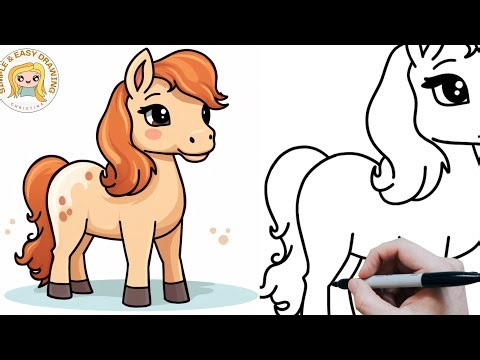How to draw a Little Cute Pony - Easy Drawing Tutorials