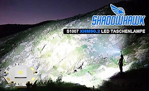 Shadowhawk Taschenlampe LED Aufladbar 500000L, LED Taschenlampe Extrem Hell XHM90.2 Taschenlampen USB, Starke Taktische Taschenlampe Batteriebetrieben, Wasserdicht Flashlight für Outdoor Notfall