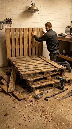 From Trash to Treasure: DIY Pallet Bed! 🛏️♻️