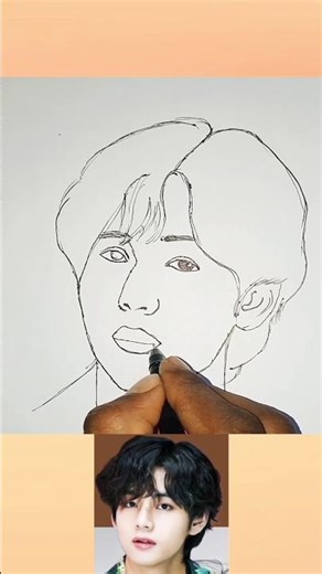 BTS v kim taehyung pen drawing #outline #sketch