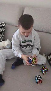 Myles unbelievable skill solving 3 rubiks cubes in under 30 seconds #rubikscube #amazing #trending