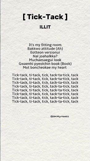 ILLIT | TICK-TACK (lyrics) #illit #ticktack #illlikeyou #gllit #hype