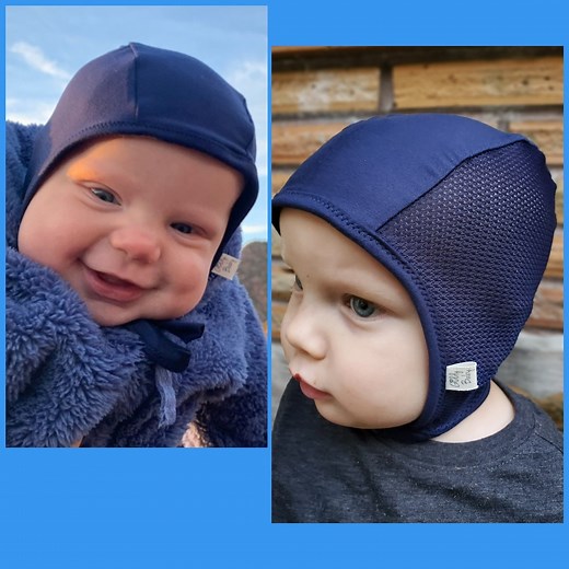 Navy Blue Baby Pilot Hat, Giddy Baby Hat, Hat With Ties or Snaps, Hearing Aid Hat, Size NB-36 Mo-brushed Poly Spandex Fabric-mesh Pilot Hat - Etsy