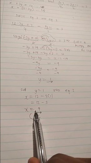 Grade 10 Simultaneous Equation