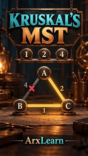 Kruskal's MST | Animated Example #Shorts