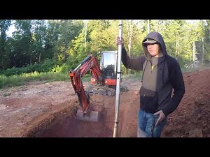 KUBOTA MINI EXCAVATOR installs SEPTIC Tank System on the HOMESTEAD for the MODERN FARM HOUSE build.