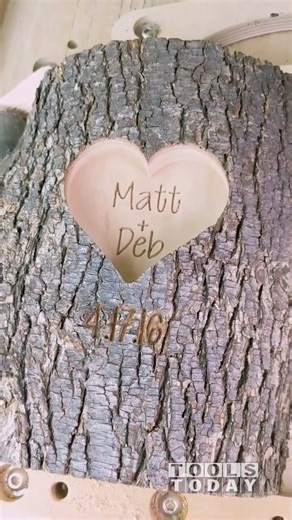 Axiom Precision on Instagram: "It’s almost #valentinesday at @toolstoday • What do you think of how this turned out? Making a log anniversary gift using the Amana Tool 46202-K 1/4" and 45771-K 30 degree Spektra coated engraving bit on the Axiom AR8 CNC, all available on our website! - - - - - - - #TeamTOOLSTODAY - - - - - - - #toolstoday #woodshop #workshop #diy #axiomprecision #woodworking #woodworker #makersgonnamake"