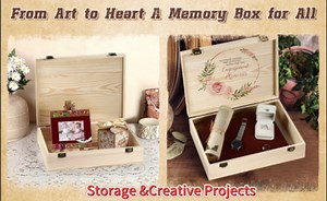 2 Pack Unfinished Wooden Box with Lid – 12"x9"x3.1" Decorative Storage Keepsake Memory Boxes Natural Pine Wooden Boxes for Crafts, DIY, Painting, Wood Burning,Wood Gift Box- Ideal Gift & Home