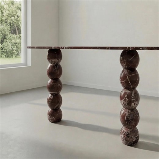 Cherry Red Marble Console Table – Sculptural Rosso Levanto Entry Table With Sphere Legs - Etsy