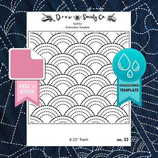 Stick   Stitch - No.33 Sashiko Template: Dissolving Embroidery Guide - Etsy