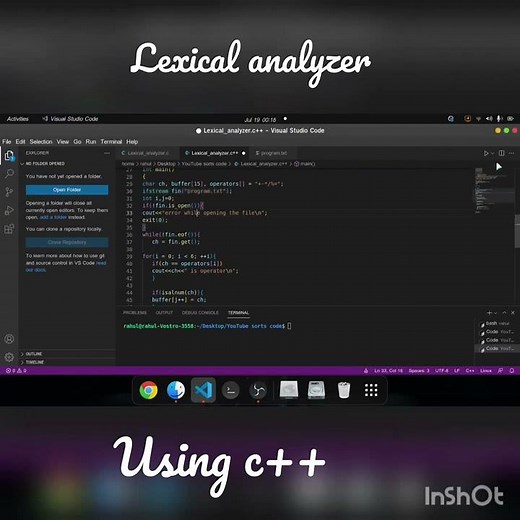 Lexical analyzer using c++. #c++#programming #program#compilers#compiler_design #education