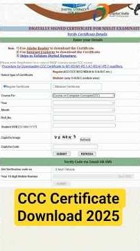 CCC Certificate Download 2025✅ CCC Certificate Kaise Download Kare ✅CCC Certificate Download..