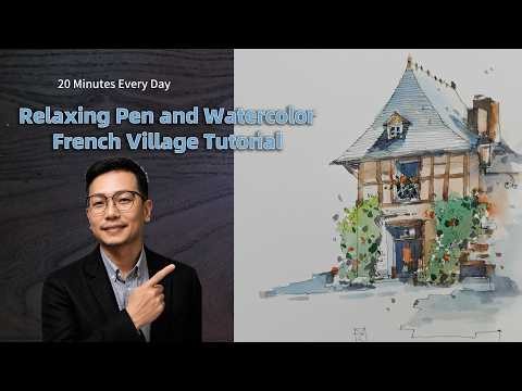 Urban Sketching for Beginners | relaxing pen and watercolor | 20 Minutes a Day #watercolor #sketch