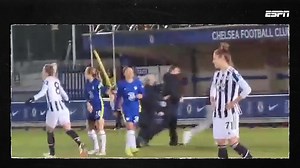 The grainy footage we've all been waiting for! 😏 Presenting Sam Kerr dropping a pitch invader during Chelsea's UCL match. GOAT things 🐐 🎥 @Bcoxy2012/Twitter | ESPN Australia / NZ