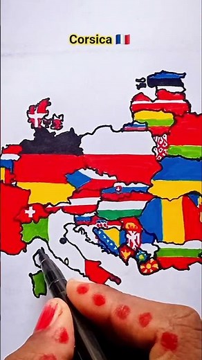 Draw Flag Map of Corsica France 🇫🇷 #france #corsica #flag #map
