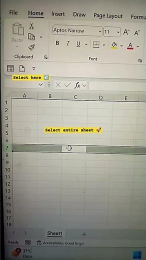 Shortcut to Select Column, Row & Entire Sheet in Excel ‼️