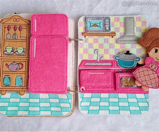 Kitchen Doll House Page. in the Hoop Machine Embroidery Design. ITH Quiet Book- Digital File ITH Pretend Play - Etsy