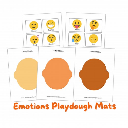 Feelings & Emotions Printable Playdough Mats. Blank Face Templates With Emotion Flashcards. - Etsy