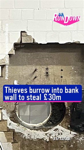 Thieves burrow into bank wall to steal £30m #itvnews #therundown