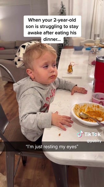 Adorable Moment: Dog Mimics Toddler Falling Asleep After Dinner
