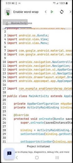 Enable word wrap in Code on the Go