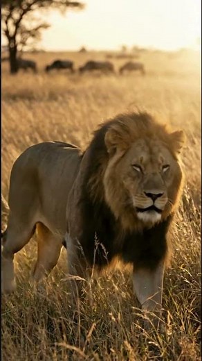 Majestic Lion Walking Through Jungle