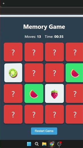 HTML & CSS Game Project: Memory Match 🍎🍌 #coding