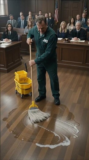 A Time-Traveling Janitor Interrupts The Judge! #ai #cleaning #shorts