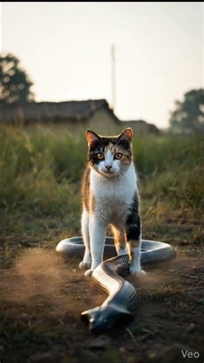 🐈 Cat Fight With Snake 🐍 #birds #cat #snake #shorts #shortsfeed #viral