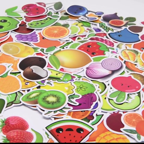 Knana 240Pcs Fruit Stickers Vegetables Sticker Cute Fruit Stickers for Kids Birthday Party School Reward Giveaways