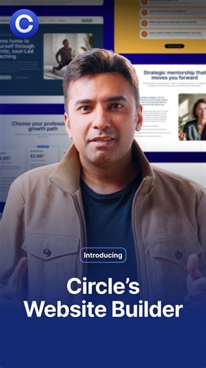 Circle on Instagram: "It’s finally here. The missing piece. For the past 5 years, Circle has helped thousands build powerful community-led businesses with discussions, courses, memberships, email, and more. Today, we’re launching our biggest update yet: A fully integrated website builder. With it, you can: ✨ Design stunning homepages 🚀 Launch landing and sales pages 🌐 Connect it all to your courses, memberships, and community No more stitching tools together. Now you can run everything in one 