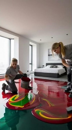 Luxurious bedroom with emerald Red & green epoxy flooring 💖✨
