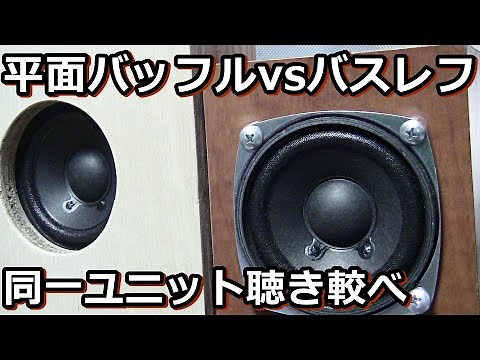 秋月300円8cmスピーカーを超小型平面バッフルに入れて、バスレフと比較試聴